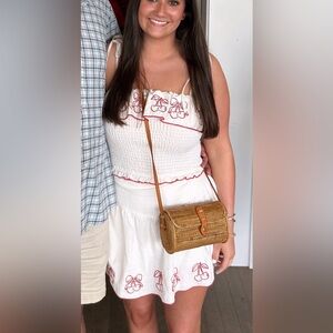 Cherry top and skirt set with tie straps